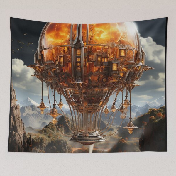 Item preview, Big air balloon with a basket at the bottom, blown up city instead of balloon designed and sold by oilidesing.