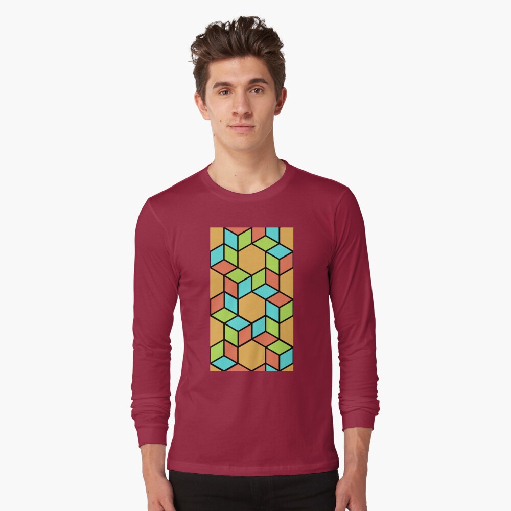 Geometric Pattern: Hexagon Box: Summer Long Sleeve T-Shirt
