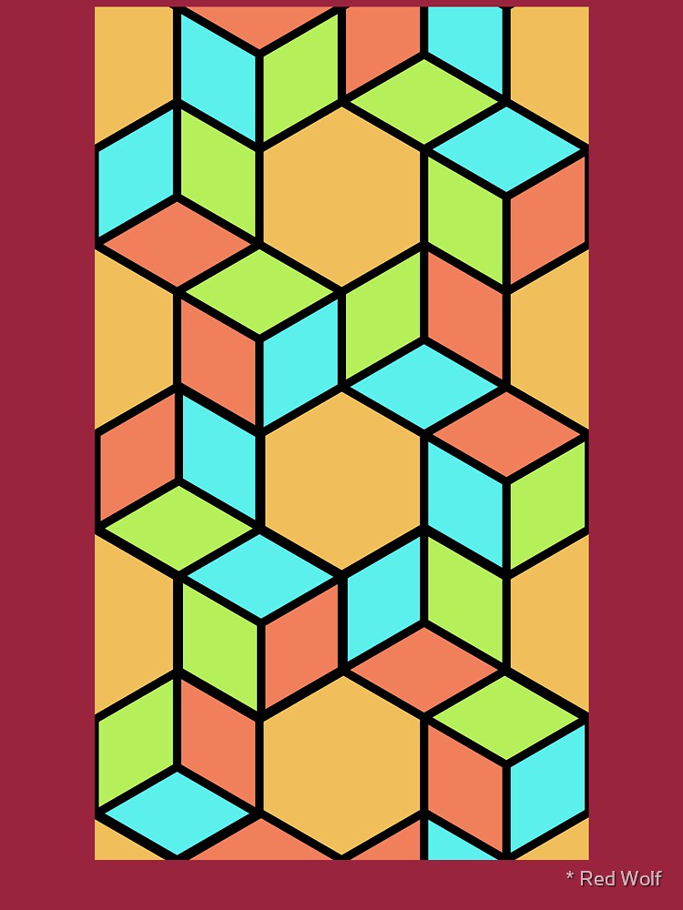 Geometric Pattern: Hexagon Box: Summer by redwolfoz