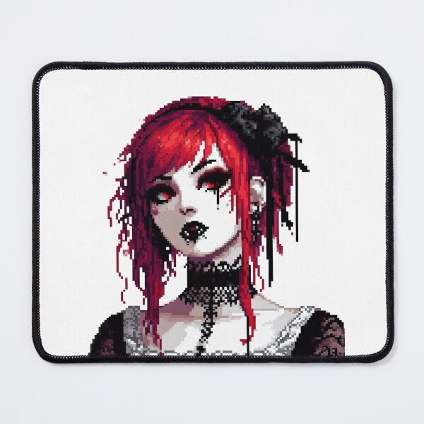 Item preview, Goth girl with red hair and red eyes, pixelart designed and sold by Luvrr Pixels.