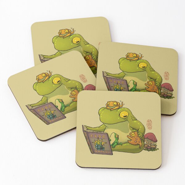 Item preview, frog telling fairy tales to froglets cute asian art designed and sold by DingHuArt.