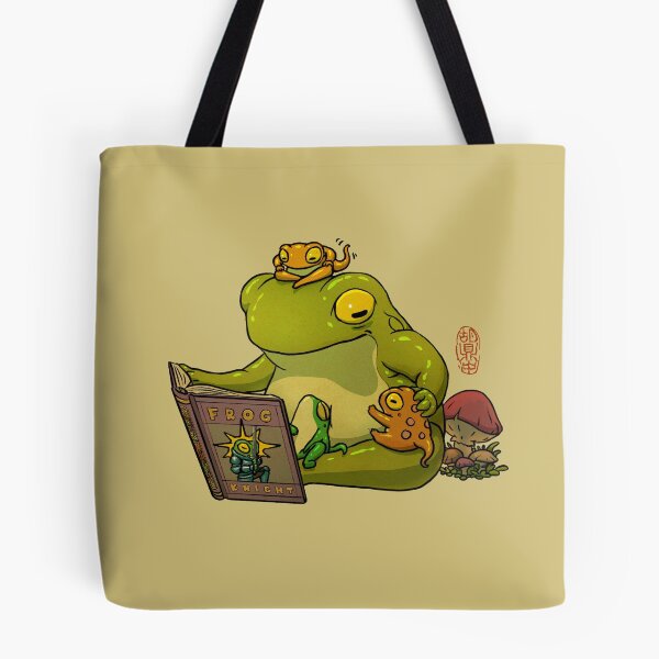 Item preview, frog telling fairy tales to froglets cute asian art designed and sold by DingHuArt.