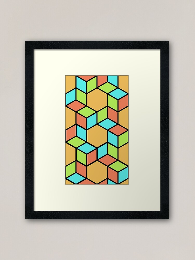 Alternate view of Geometric Pattern: Hexagon Box: Summer Framed Art Print