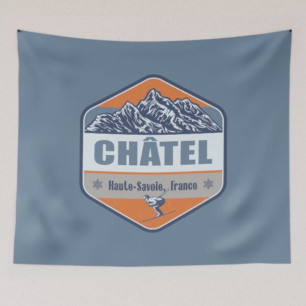 Item preview, Chatel France Vintage Winter Skiing Design designed and sold by CynthiaGraphics.