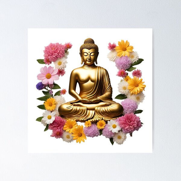Item preview, Gold Budda and flowers designed and sold by MyCraftForYOU.