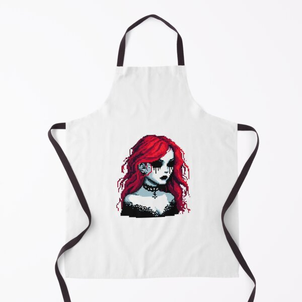 Item preview, Red haired goth girl with black eyes, pixelart designed and sold by Luvrr Pixels.