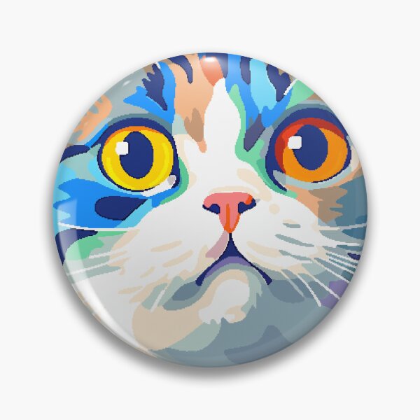 Item preview, Funny Cute Shocked Awkward Cat Face Pixel Art designed and sold by LVTFCOarts.