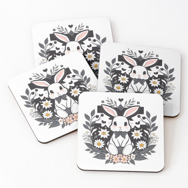 Item preview, White Rabbit Surrounded by Flowers designed and sold by WondrousThings.
