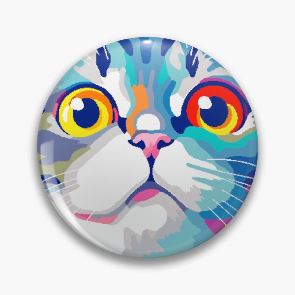 Item preview, Funny Cat Curious Awkward Shocked Face Pixel Art designed and sold by LVTFCOarts.