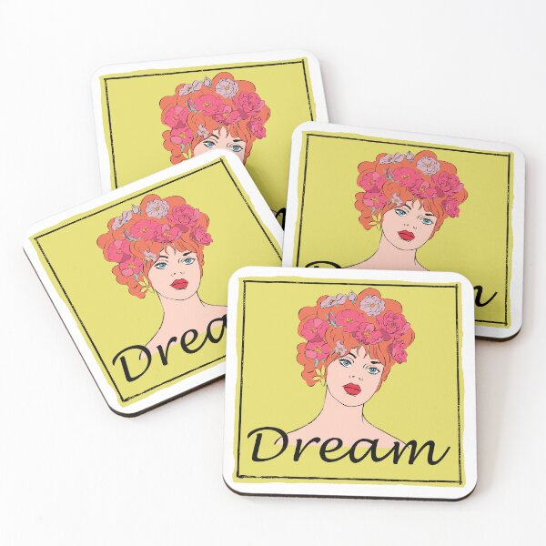 Item preview, Pop Art Slogan - Dream - Pop Art Girl - Flower Head - Cutlooseart Illustration By Peter Taylor Ward designed and sold by cutlooseart.