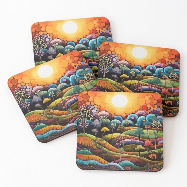 Item preview, Colorful Folk Art Style Landscape designed and sold by Neika Shimm Designs.