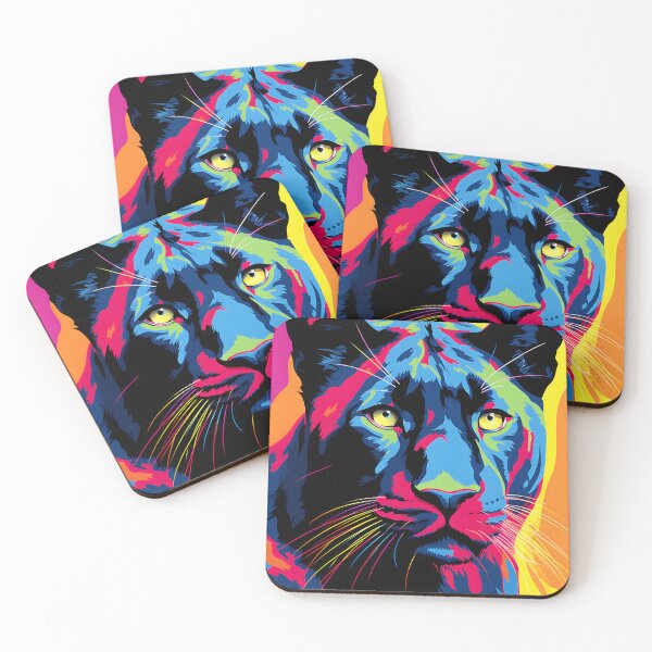 Item preview, Arte de retratos de pantera negra. animales coloridos. Almohada de tiro de animales. designed and sold by formform.