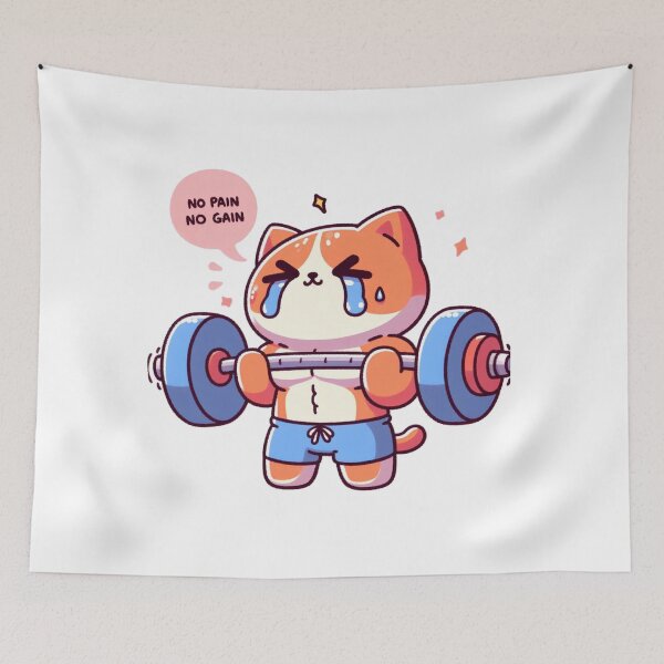Item preview, No Pain No Gain: Muscle Cat designed and sold by LemuellTrends.