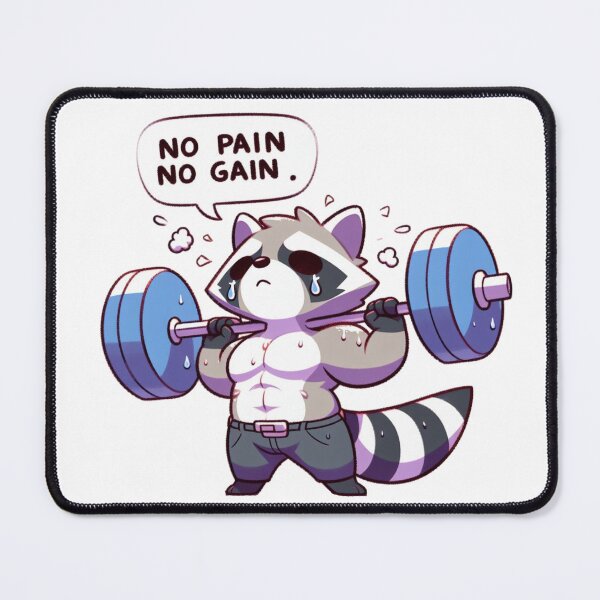 Item preview, No Pain No Gain: Muscle Raccoon designed and sold by LemuellTrends.