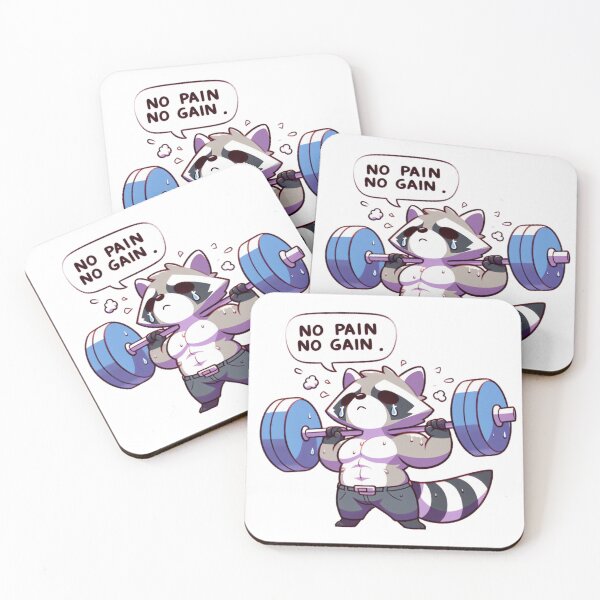 Item preview, No Pain No Gain: Muscle Raccoon designed and sold by LemuellTrends.