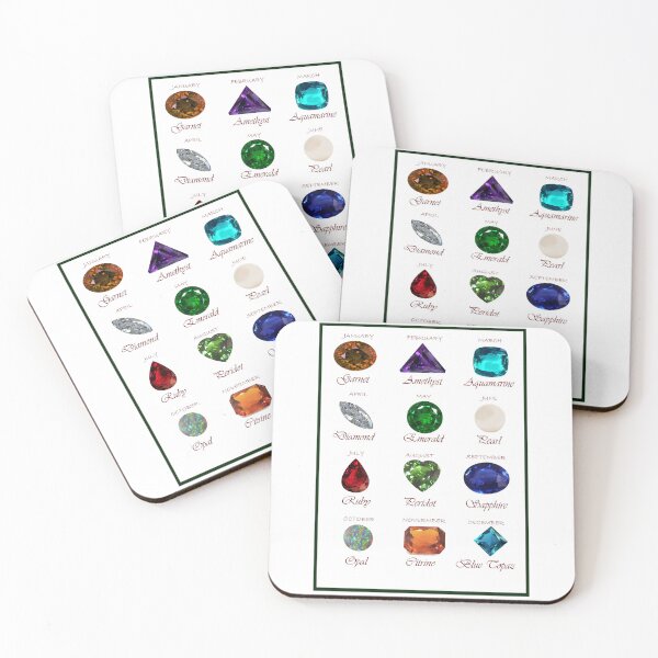 Item preview, Birthstone chart with 12 Gemstones and 12 Months with Black Borders designed and sold by DigitalGemArt.