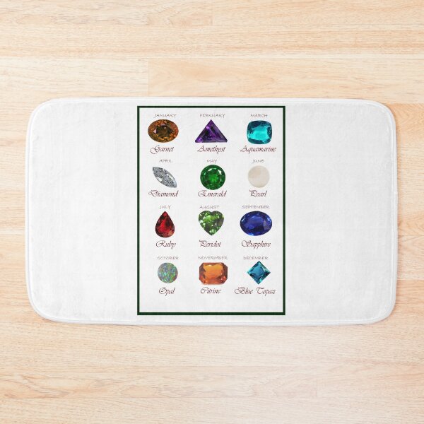 Item preview, Birthstone chart with 12 Gemstones and 12 Months with Black Borders designed and sold by DigitalGemArt.