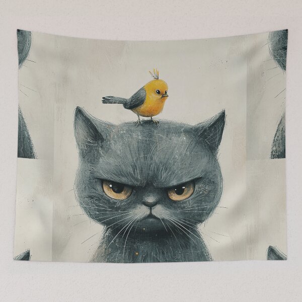 Item preview, Annoyed Cat in a Canary Hat: Minimalistic Expression designed and sold by Piotrek0001.