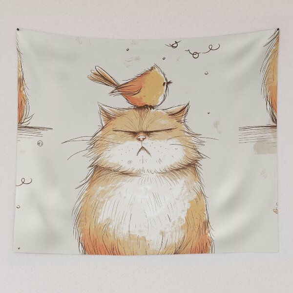 Item preview, Annoyed Cat in a Canary Hat: Minimalistic Expression designed and sold by Piotrek0001.