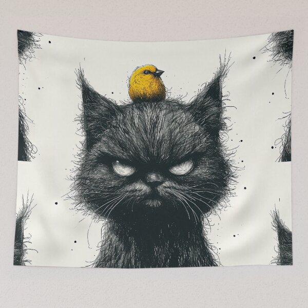 Item preview, Annoyed Cat in a Canary Hat: Minimalistic Expression designed and sold by Piotrek0001.