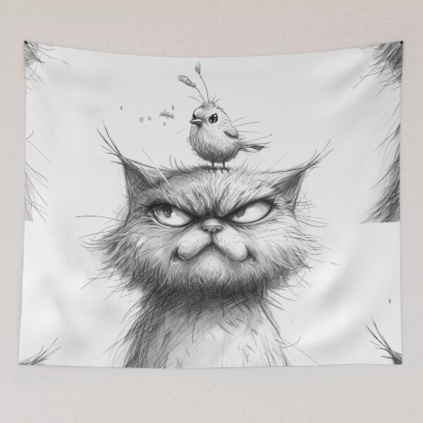 Item preview, Annoyed Cat in a Canary Hat: Minimalistic Expression designed and sold by Piotrek0001.