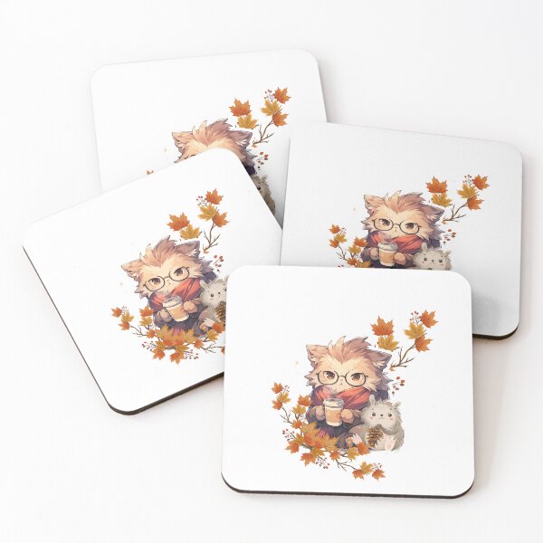 Item preview, A cute kitty is drinking coffee with a friend designed and sold by GrooveGrip.