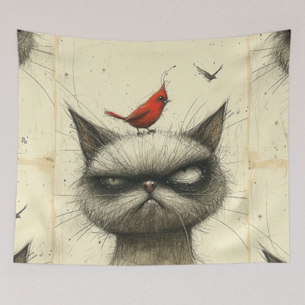 Item preview, Annoyed Cat in a Canary Hat: Minimalistic Expression designed and sold by Piotrek0001.