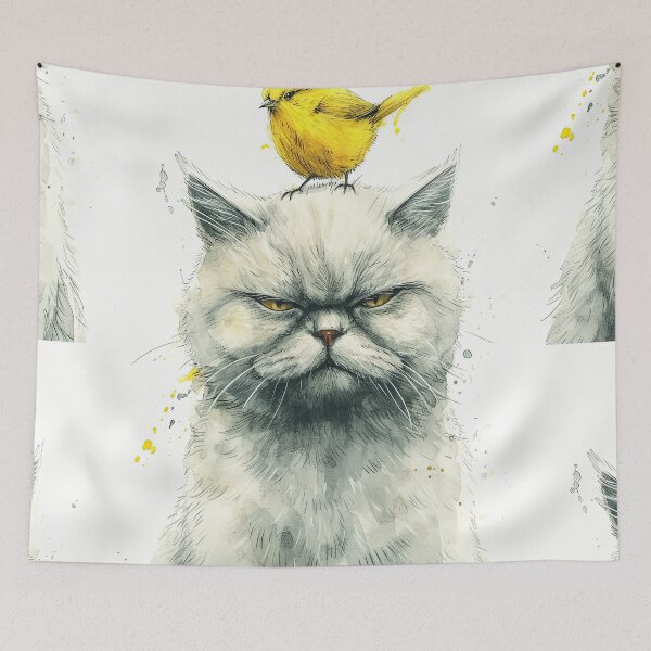 Item preview, Annoyed Cat in a Canary Hat: Minimalistic Expression designed and sold by Piotrek0001.