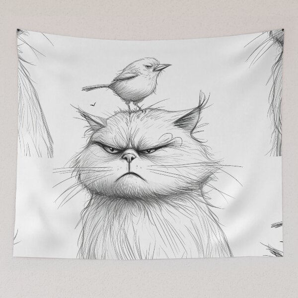 Item preview, Annoyed Cat in a Canary Hat: Minimalistic Expression designed and sold by Piotrek0001.