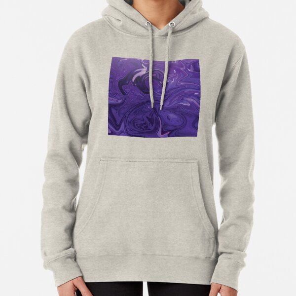 Marble Abstract - Purple Navy swirls Pullover Hoodie