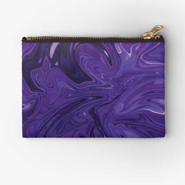 Marble Abstract - Purple Navy swirls Zipper Pouch