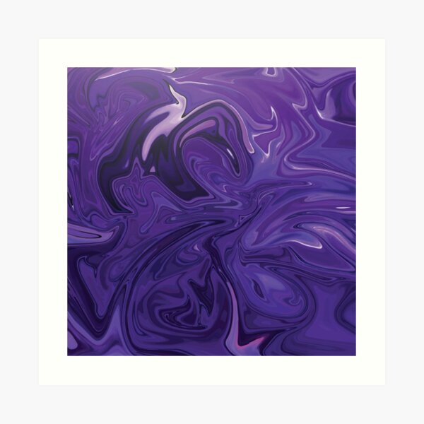 Marble Abstract - Purple Navy swirls Art Print