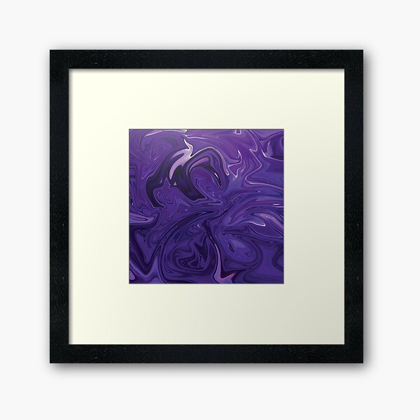 Marble Abstract - Purple Navy swirls Framed Art Print