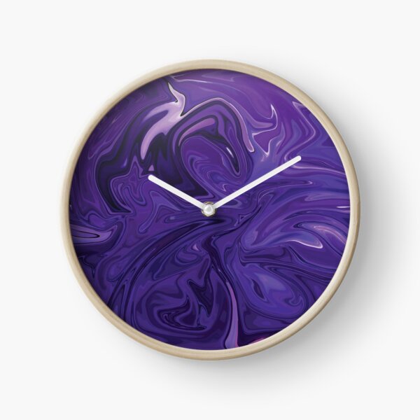 Marble Abstract - Purple Navy swirls Clock