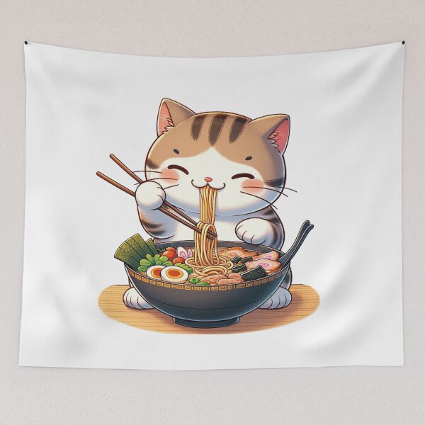 Item preview, Cat Eating Ramen | Cute Cat | Chopsticks | Kawaii designed and sold by ShopCoolStop.