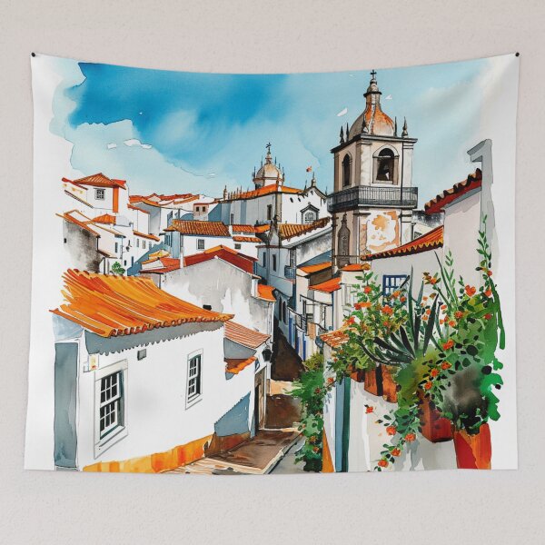 Aperçu de l'œuvre Conception d'aquarelle d'Évora - Portugal créée et vendue par Sketch-Shack.