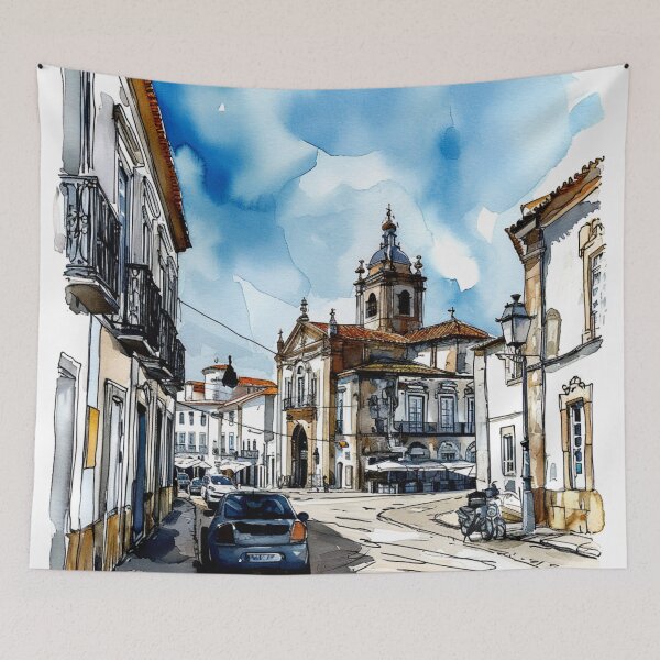 Aperçu de l'œuvre Conception d'aquarelle d'Évora - Portugal créée et vendue par Sketch-Shack.