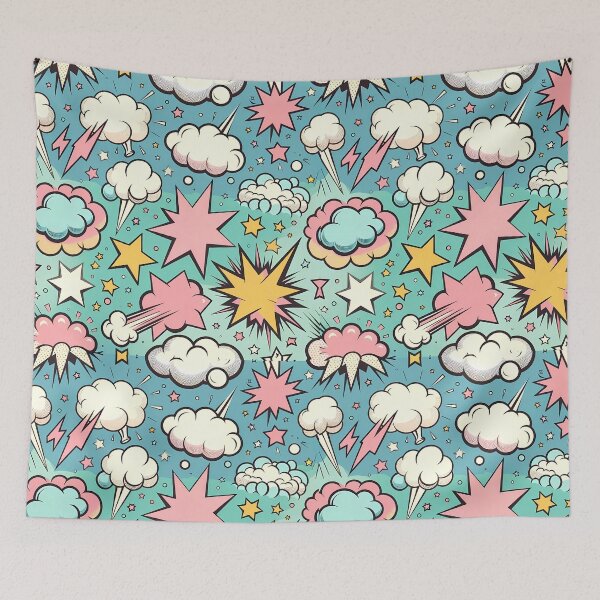 Item preview, Pop Art Comic Explosions Pattern designed and sold by M-ormin.