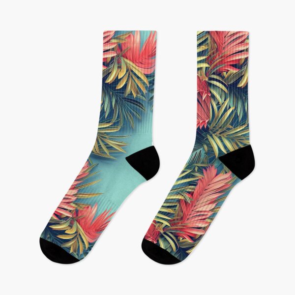 Item preview, Vibrant Tropical Frame with Lush Golden and Coral Foliage on a Turquoise Background designed and sold by PICbyFemke.