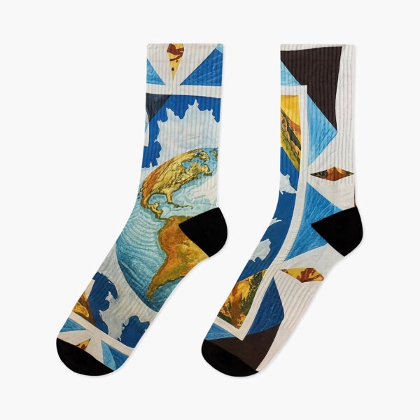 Item preview, Blue Earth in Center with Diamond Shape - Quilt-Like Pattern of Earth and Geometrics forms designed and sold by Loving Nature Gifts.