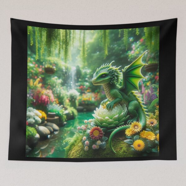 Item preview, Magic Dragon in Lush Flower Forest designed and sold by sweetbelle.