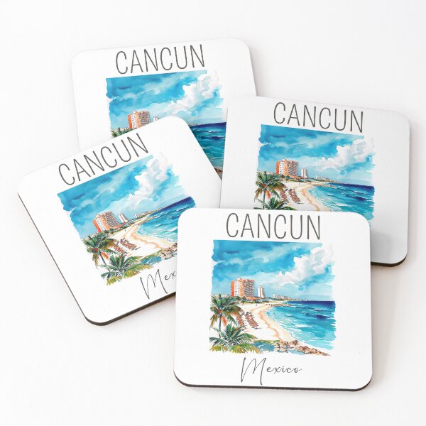 Aperçu de l'œuvre Conception aquarelle de Cancun - Mexique créée et vendue par Sketch-Shack.