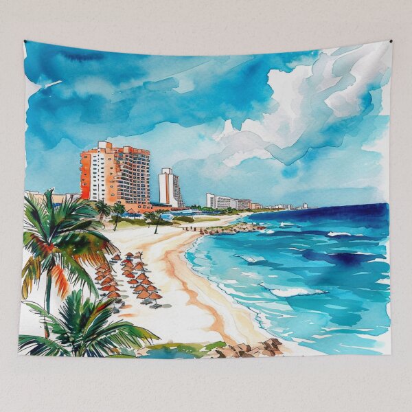 Artikelvorschau, Aquarelldesign von Cancun - Mexiko entworfen und verkauft von Sketch-Shack.