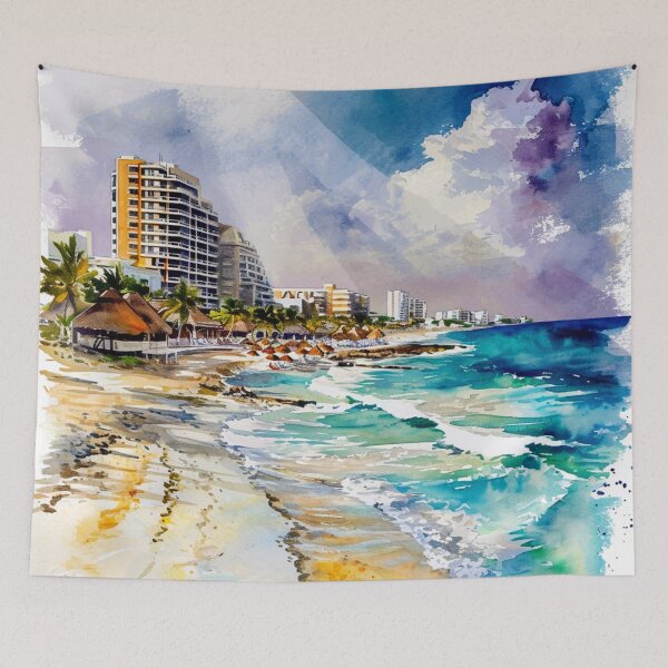 Artikelvorschau, Aquarelldesign von Cancun - Mexiko entworfen und verkauft von Sketch-Shack.