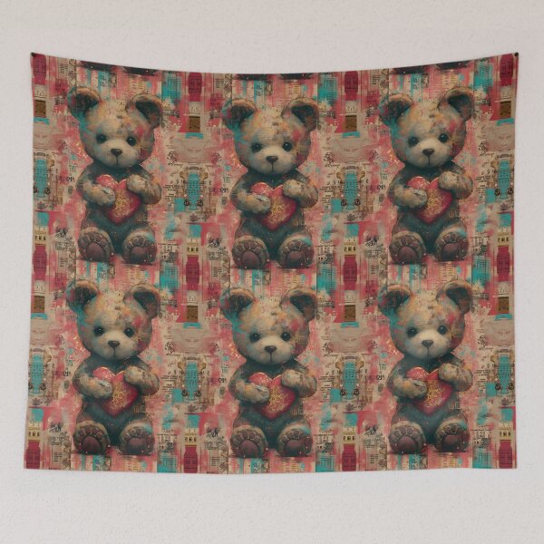 Item preview, Teddy's Love Tapestry: Heartfelt Collage Tee designed and sold by Moisky Patterns.