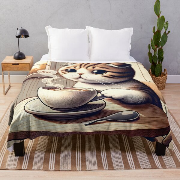 Item preview, Scottish Fold Cat Enjoys Hot Coffee Alone Sitting designed and sold by HevsanDesign.