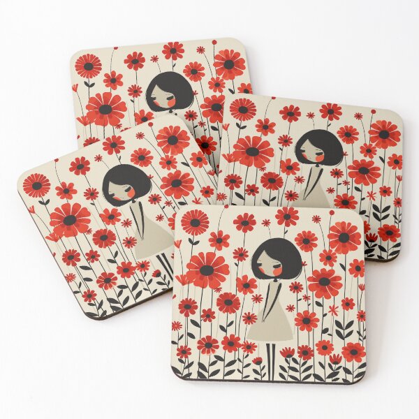 Item preview, Garden Girl Red Flowers designed and sold by sheprint.