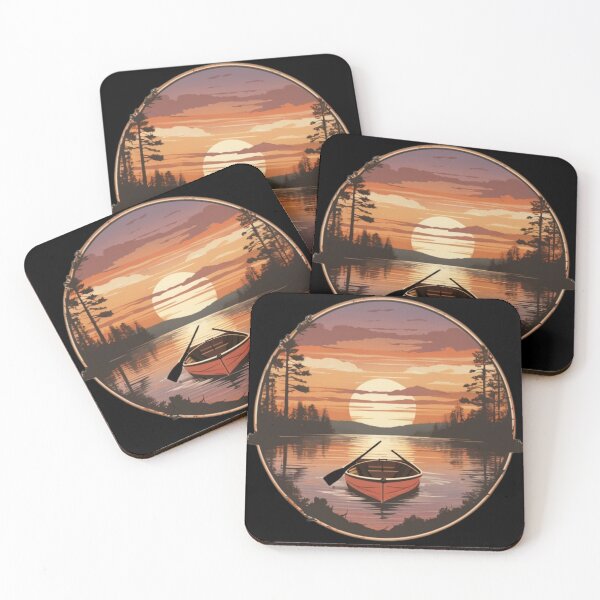 Item preview,  Broken Bow Fishing Boat And Paddles Vintage Sunset  designed and sold by Smix Pixels.