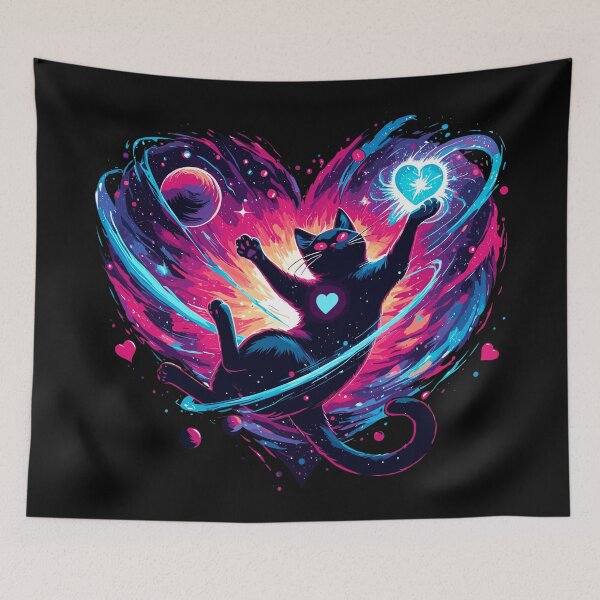 Item preview, Valentine's Day Cosmic Cat of love in Stars designed and sold by TomFrontierArt.