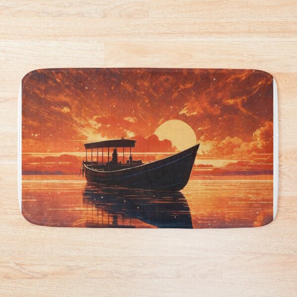 Item preview, Boat sailing under interstellar starry sky during sunset designed and sold by SunsetStar.